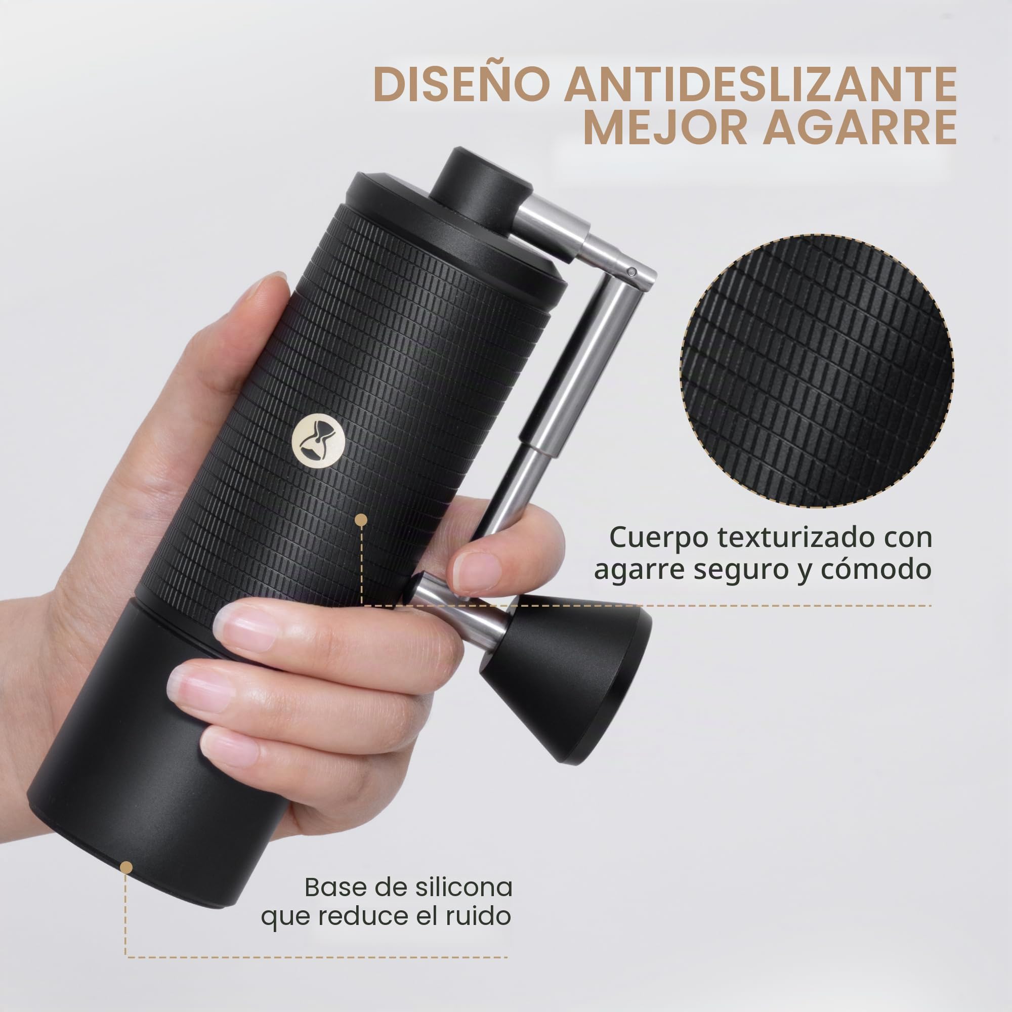 Timemore C5 ESP PRO Molinillo de café de mano, 50 niveles ajustables, mecanismo de acero inoxidable de 42 mm, molinillo de café de mano con mango plegable, todo metal, para espresso, prensa francesa y