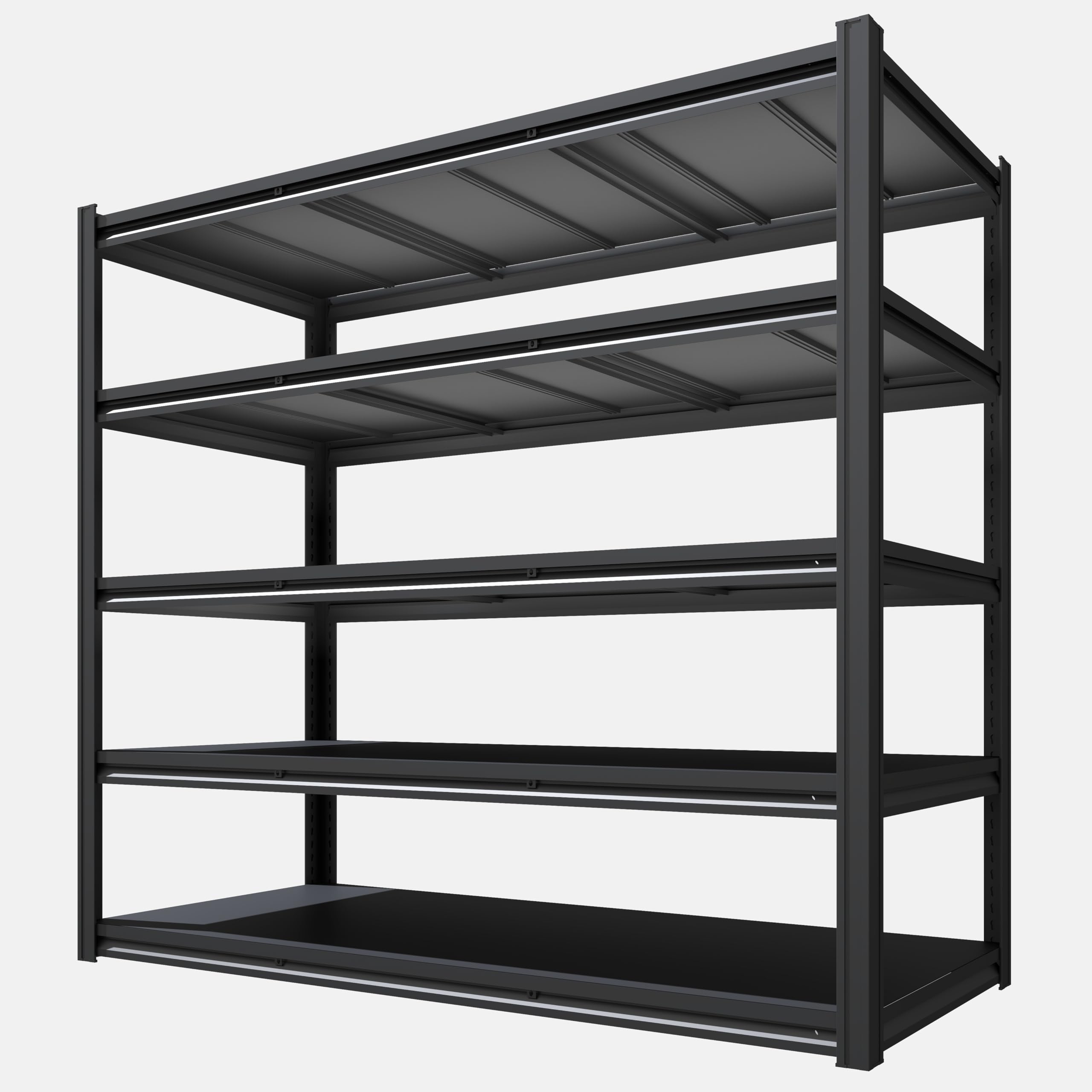 Extra Big/Wide 72" H x 62.12" Wide x 24" D Adjustable Industrial Metal/Steel 5-Shelf-Storage-Rack Heave Duty Utility Tall Garage/Warehouse Shelving Shelves Unit/System for Bin/Shed, Black