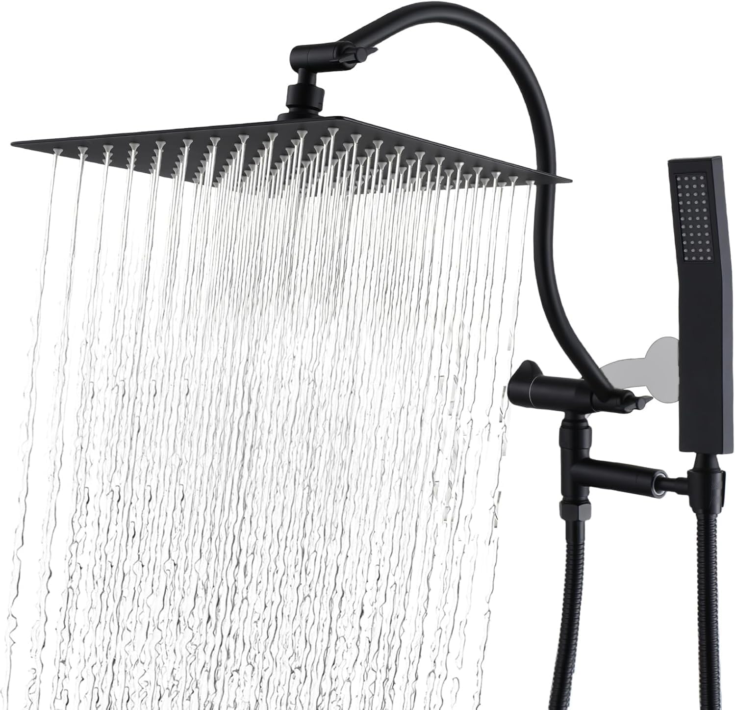Xuokaer Double Square Shower Set 12 Inch Rain Shower Head Handheld