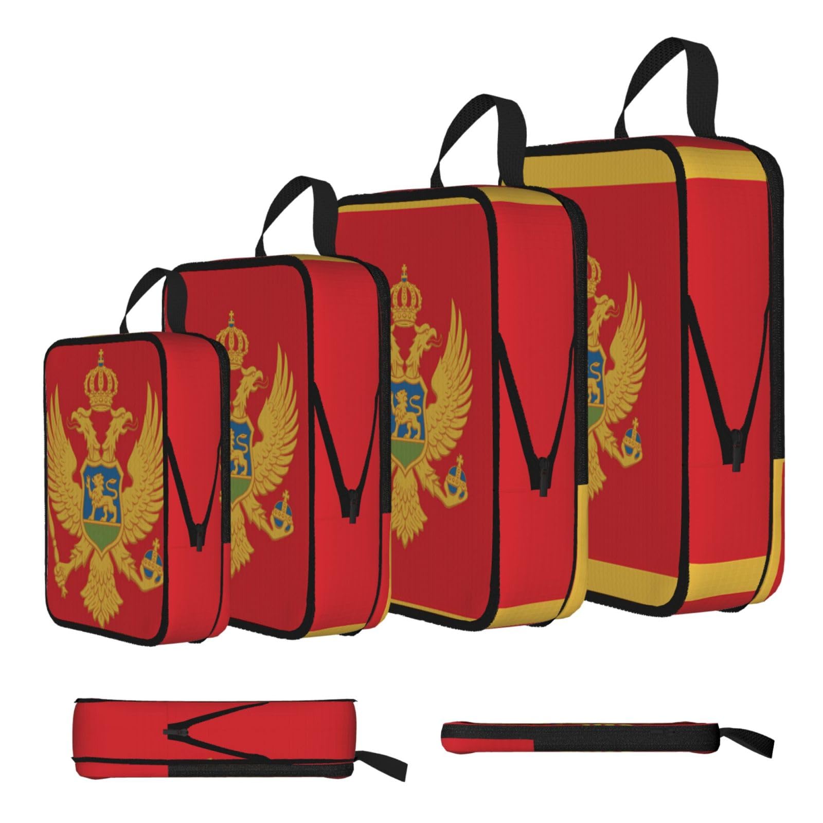 Sxzvvbn Black Montenegrin Flag Compression Packing Cubes 4 Piece Set