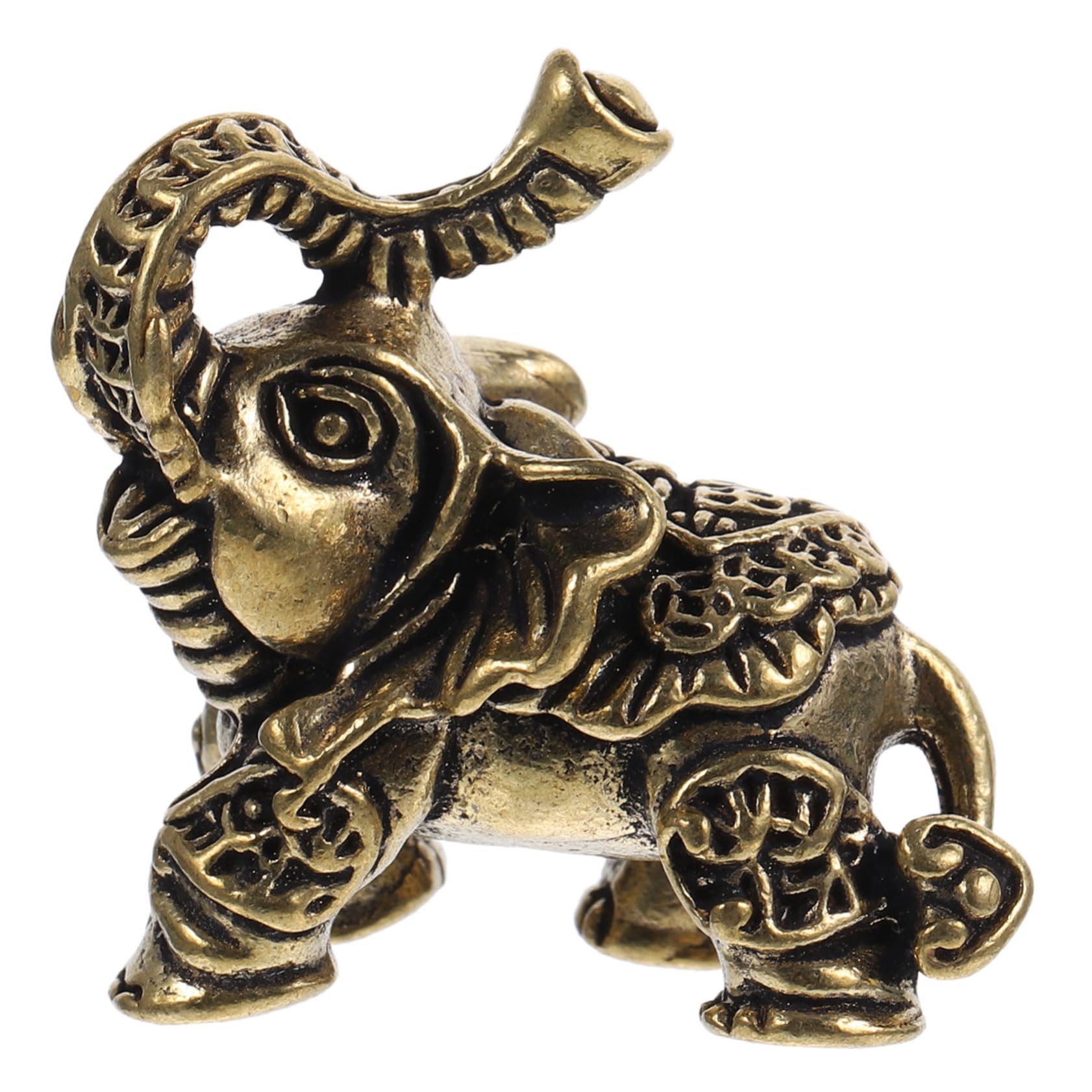 Generic Mosiężna statua słonia Vintage figurka zwierzątko z litego mosiądzu ozdoba rzemieślnicza realistyczna dekoracja na biurko szczęśliwa rzeźba Feng Shui do wyświetlania na stole w biurze w domu