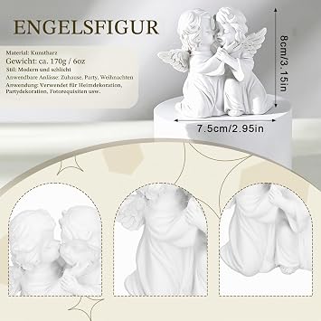 Cherub Angel Figure White Resin Weatherproof Angel Sculpture Hand-Painted Sitting Sleeping Angel Statue for Indoor and Outdoor Use Home Office Farmhouse Home Decoration (Right)
