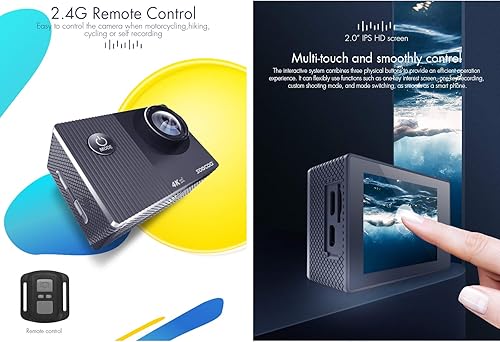 Miniatura 3 de Cámara de acción 4K 60FPS WiFi Sports Cam 2 pantalla táctil Ultra HD 30M impermeable videocámara con 24G control remoto 170 gran angular