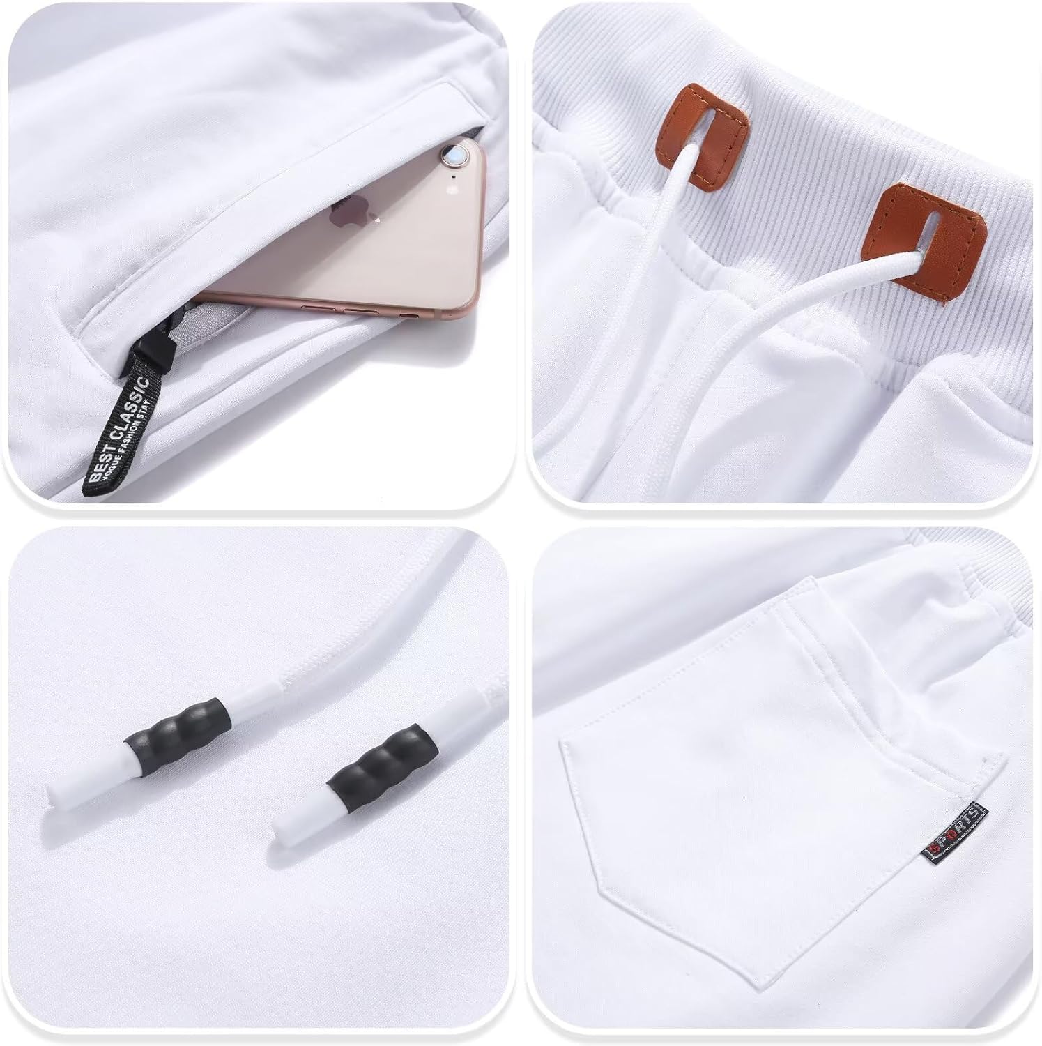 QPNGRP Mens Shorts Casual Drawstring Zipper Pockets Elastic Waist - Image 4