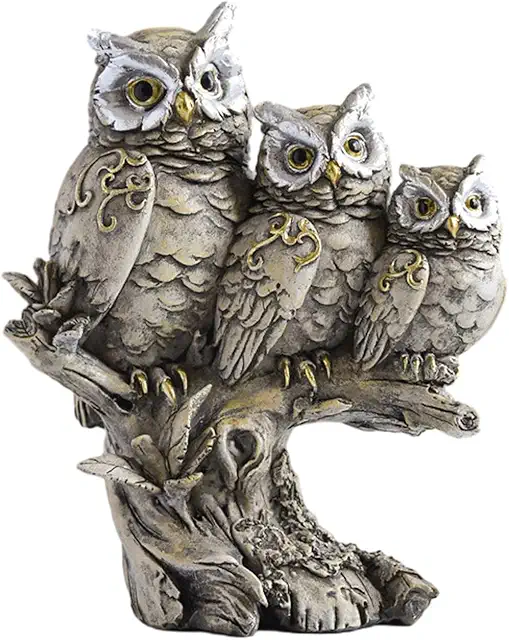 Modern Grey Owl Figurine Statue - Creative Animal Sculpture for Desktop Bookshelf Decor