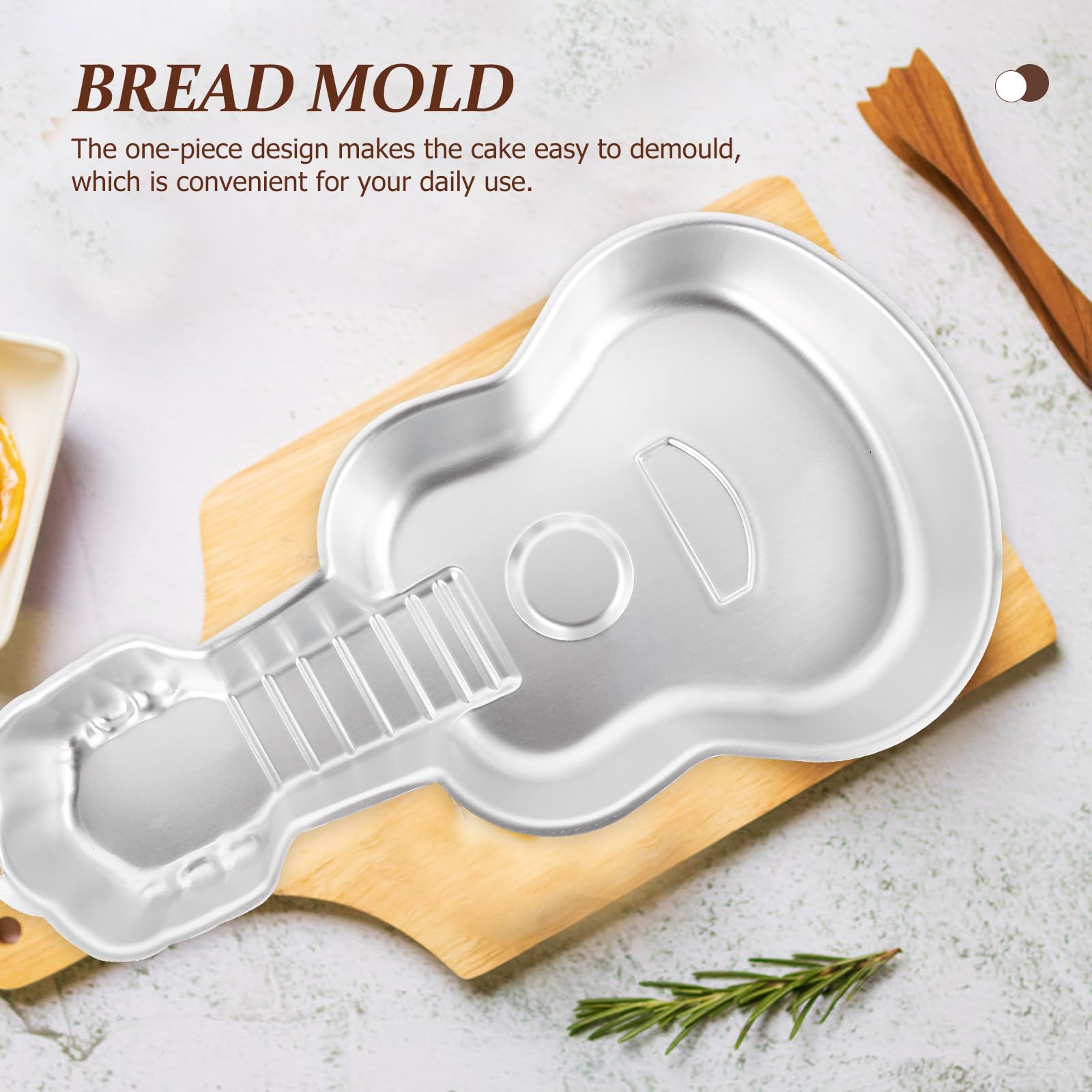 Baluue Molde para tartas de guitarra, molde antiadherente de aleación de aluminio 3D para tartas de cumpleaños, 42.9 x 22.9 cm, molde portátil para decoración de pasteles, suministros de cocina