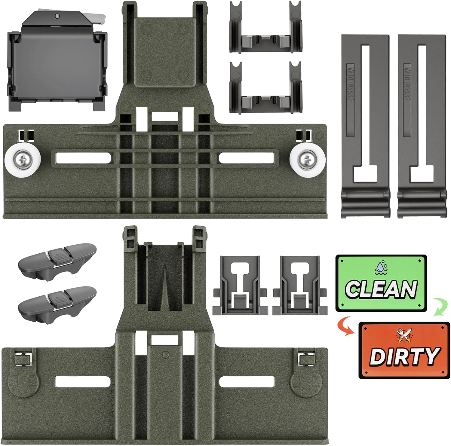 [13 Pack] Upgraded W10350376 Dishwasher Top Rack Parts and W10195372 W10195373 Dishwasher Adjuster Housing for Kenmore Kitchenaid Dishwasher Upper Rack Parts,W10712394 For Kenmore Dishwasher parts