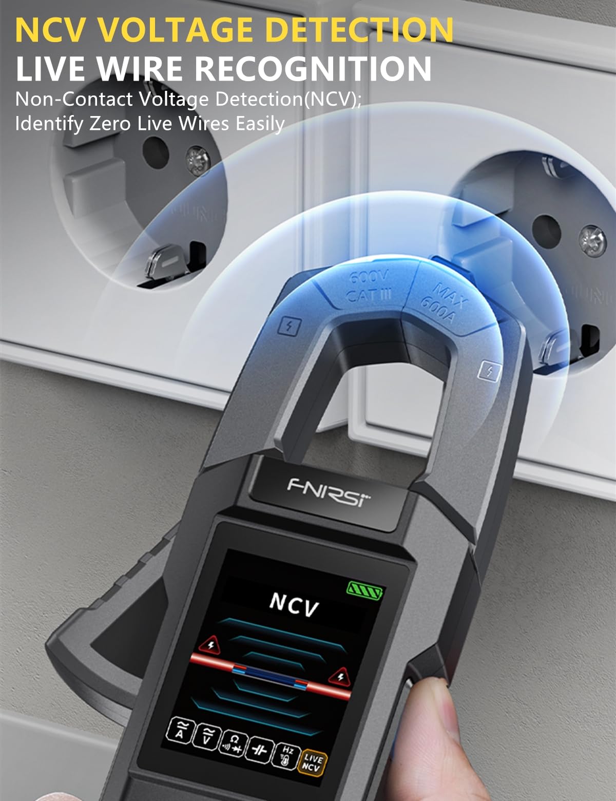 Pinza Amperimétrica Digital 9999 Cuentas TRMS, Multímetro Profesional, Mide Corriente/Voltaje AC/DC, Resistencia, Frecuencia, Capacitancia, Diodos, Continuidad, con Registro de Formas de Onda