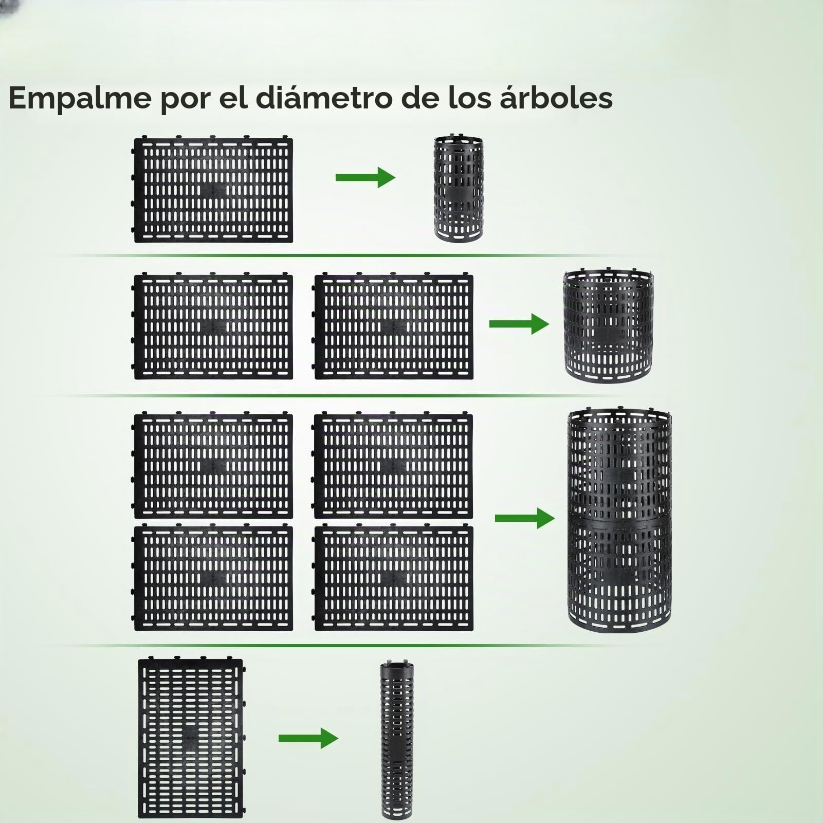 Protector de tronco de árbol, 6 protectores/guardas de tronco con lazos giratorios, redimensionable para árboles o plantas de varios tamaños, previene daños en la corteza del árbol (negro, 6