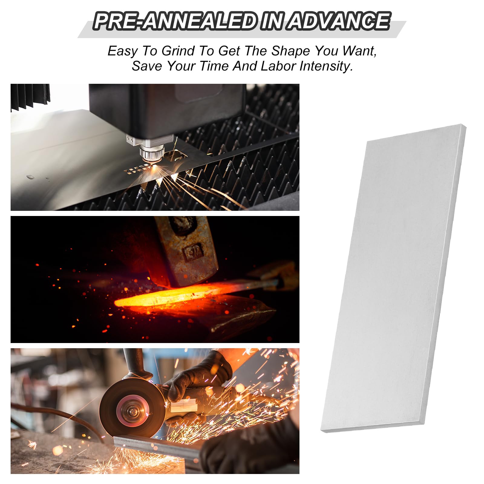 PATIKIL Acciaio 15N20 Realizzazione Coltelli 4" x 1-1/2" x 1/8" Piatto Lamiera Ricotto