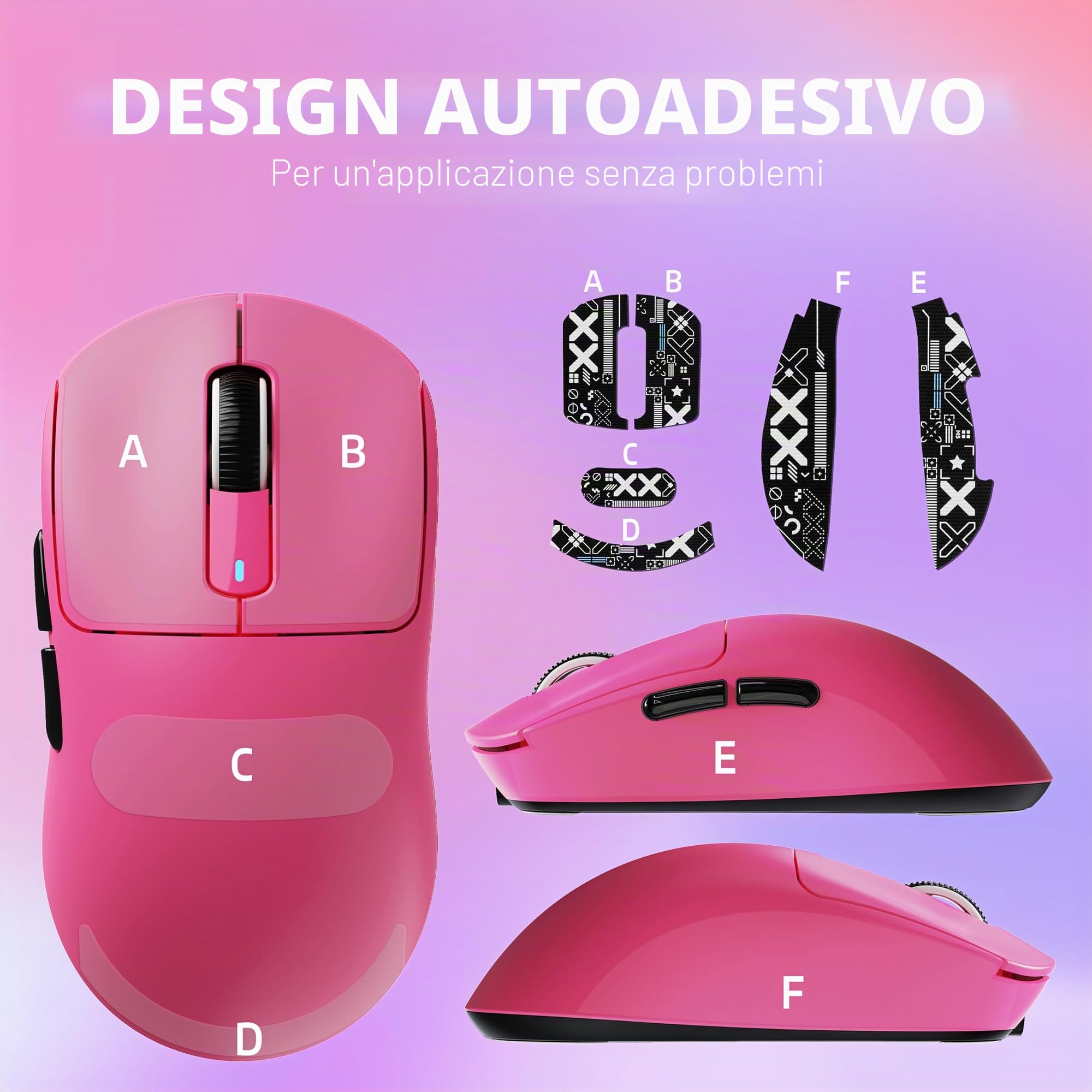VGN GAMEPOWER ATTACK SHARK X3 SUPERLIGHT Mouse Gaming Wireless, 49g Ultraleggero Mouse da Gioco, PixArt PAW3395, 26000DPI, 2.4G/Bluetooth/Cablato, Mouse Grip Tape, Durata Batteria 200Hrs, Bacca Rossa