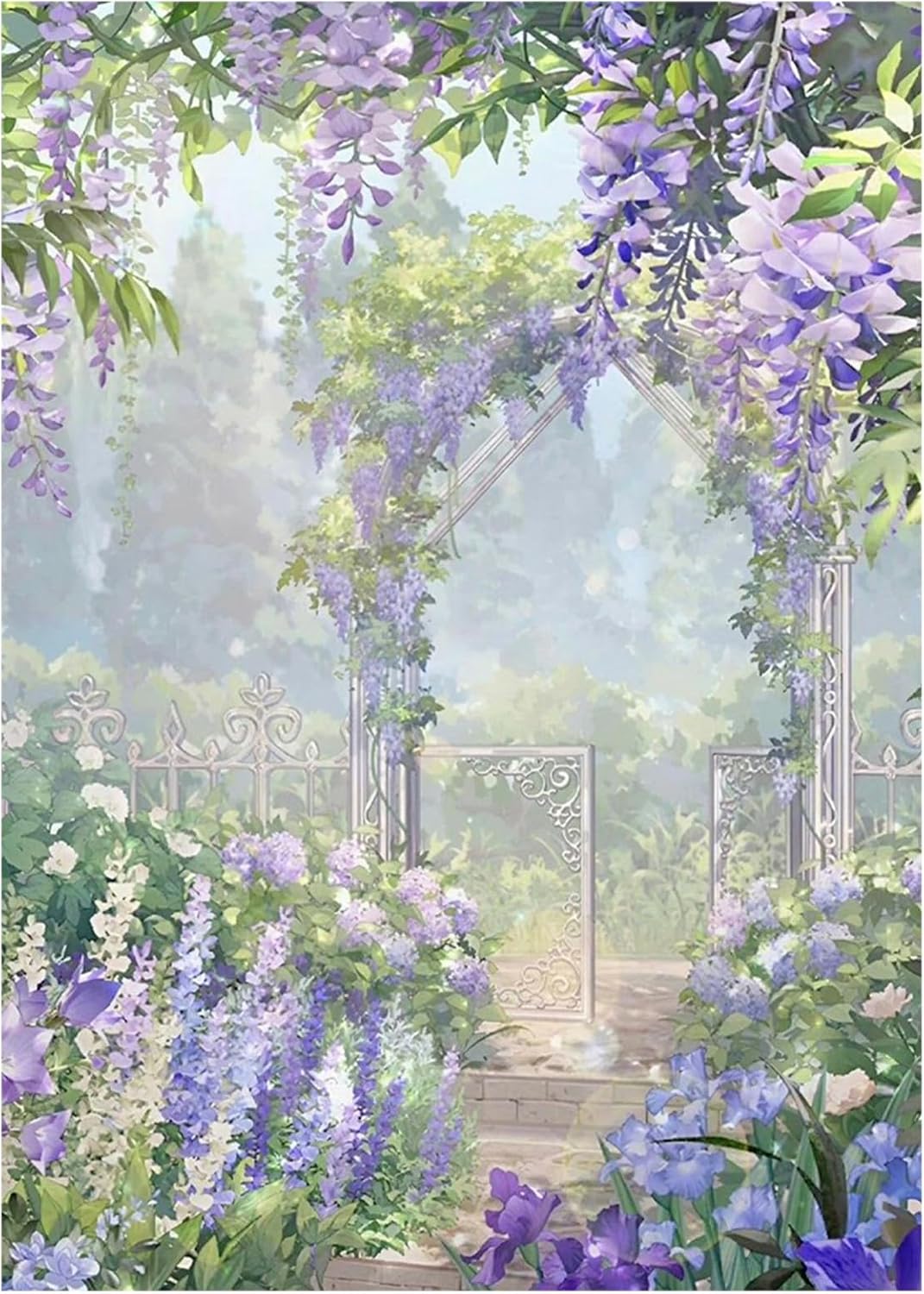 SHEGZHUC Diamond Painting Flowers Lilac Gate 30 x 40 cm Diamond Painting Purple Flowers Garden Gate Diamond Painting Landscape Mosaic Diamond Painting Art Embroidery Cross Stitch Pictures Gift Wall