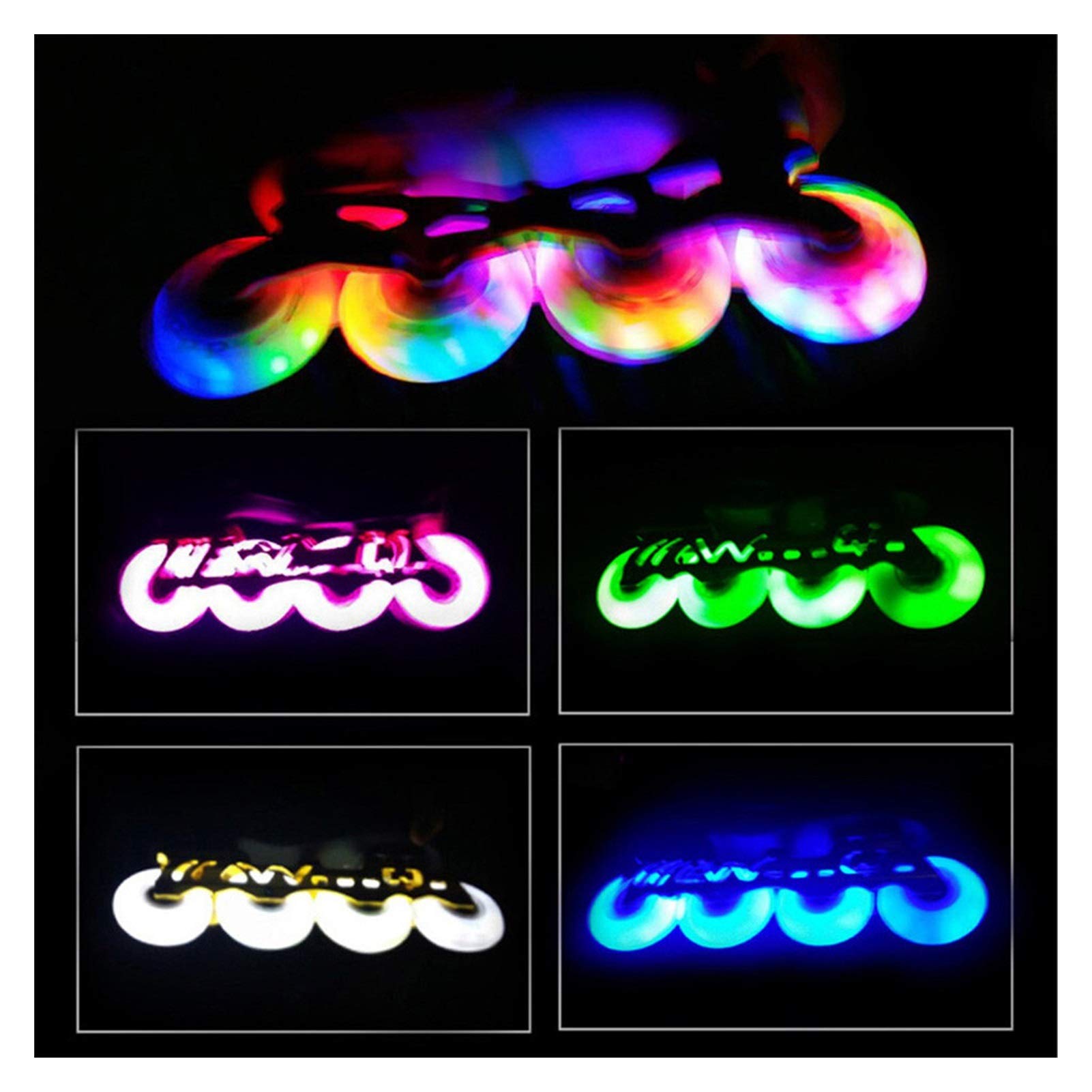 Roues Roller, Roues De Roller en Ligne Patinage de Vitesse Clignotant Roue 6 Pièces 90A 90mm 100mm 110mm Patinage de Vitesse Roues Lumière for extérieur et intérieur