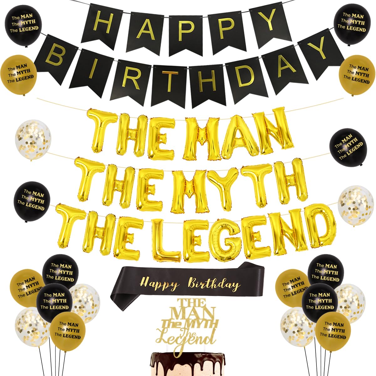 The Man The Myth The Legend Banner – 3 M Lang, Goldglänzend, Für Geburtstag & Ruhestand
