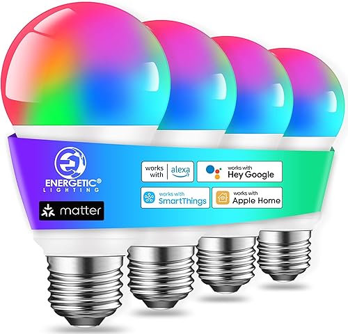 Miniatura 8 de Las bombillas energéticas funcionan con Alexa/Apple Home/Google Home/SmartThings, Matter Smart A19, bombillas inteligentes E26 RGB, equivalente a 60