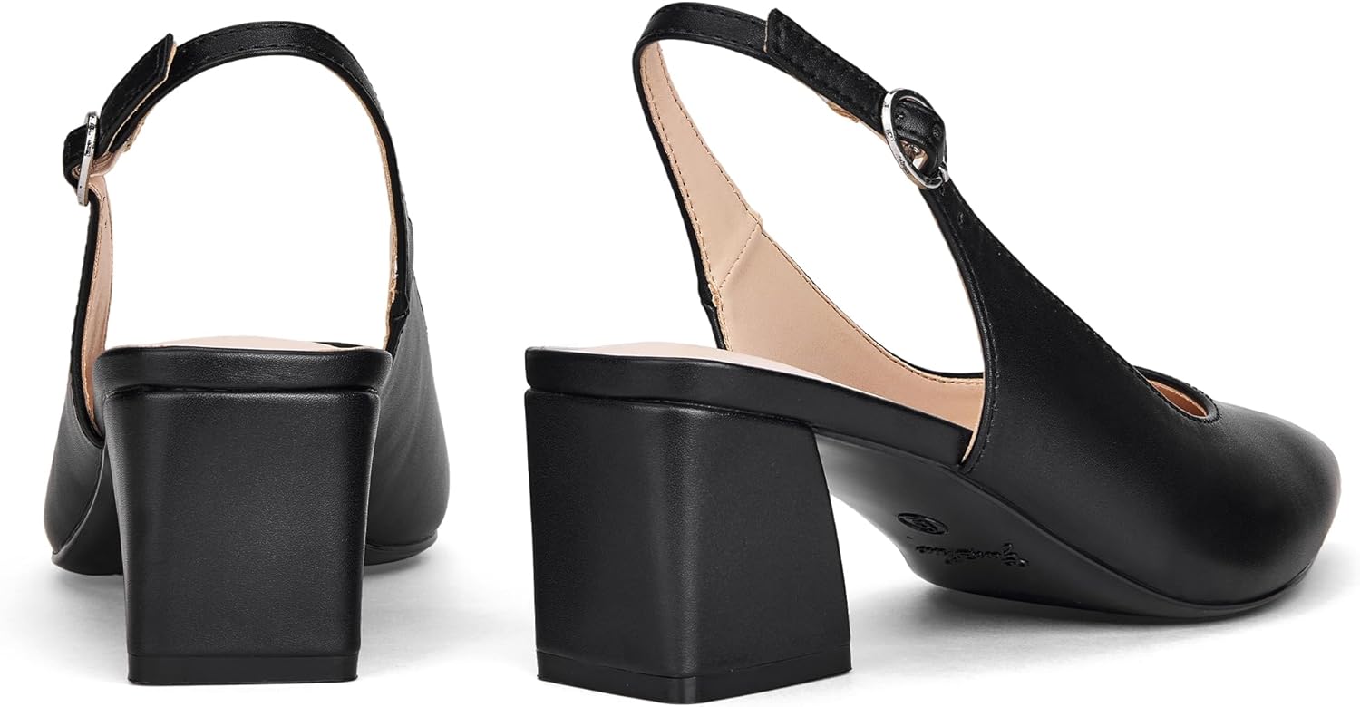 GENSHUO Women's Slingback Closed Toe Block Chunky Low Heel Pumps - 2.36 Inches Office Wedding Party Dress Shoes - Image 6