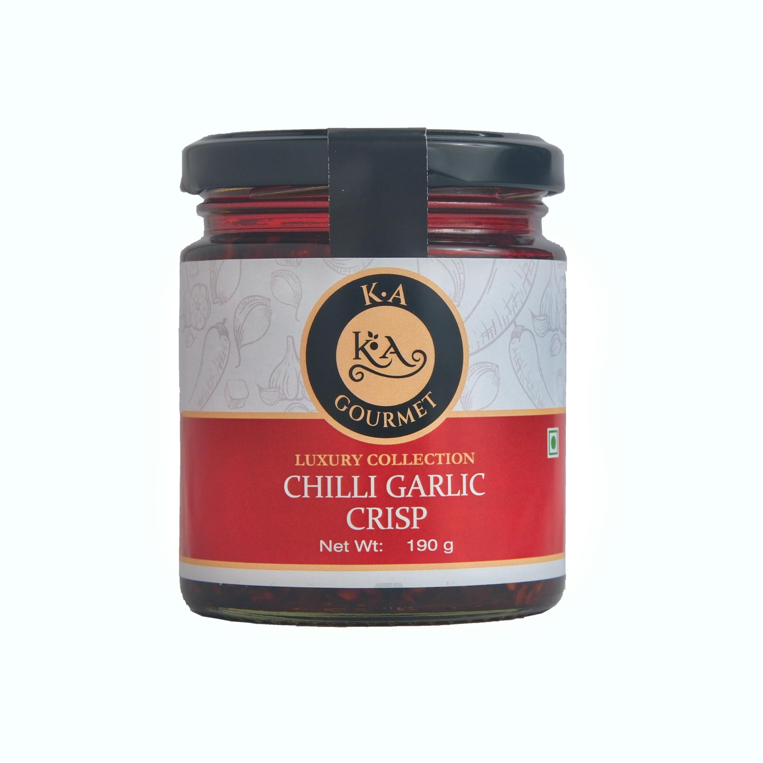KA Gourmet Chilli Garlic Crisp 190gm Loved by Karen Anand Crunchy Chilli and Garlic, Spicy, Crunchy, Savoury, Garlicky Flavour - 190gm