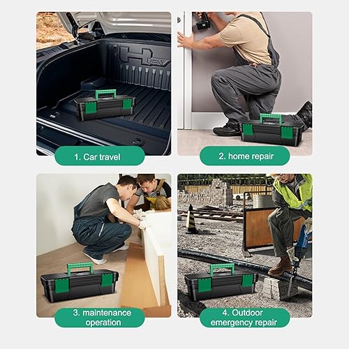 Miniatura 7 de Caja de herramientas pequeña Cajas de herramientas de plástico de 10 pulgadas con asa Bandeja extraíble con doble cerradura Caja de herramientas