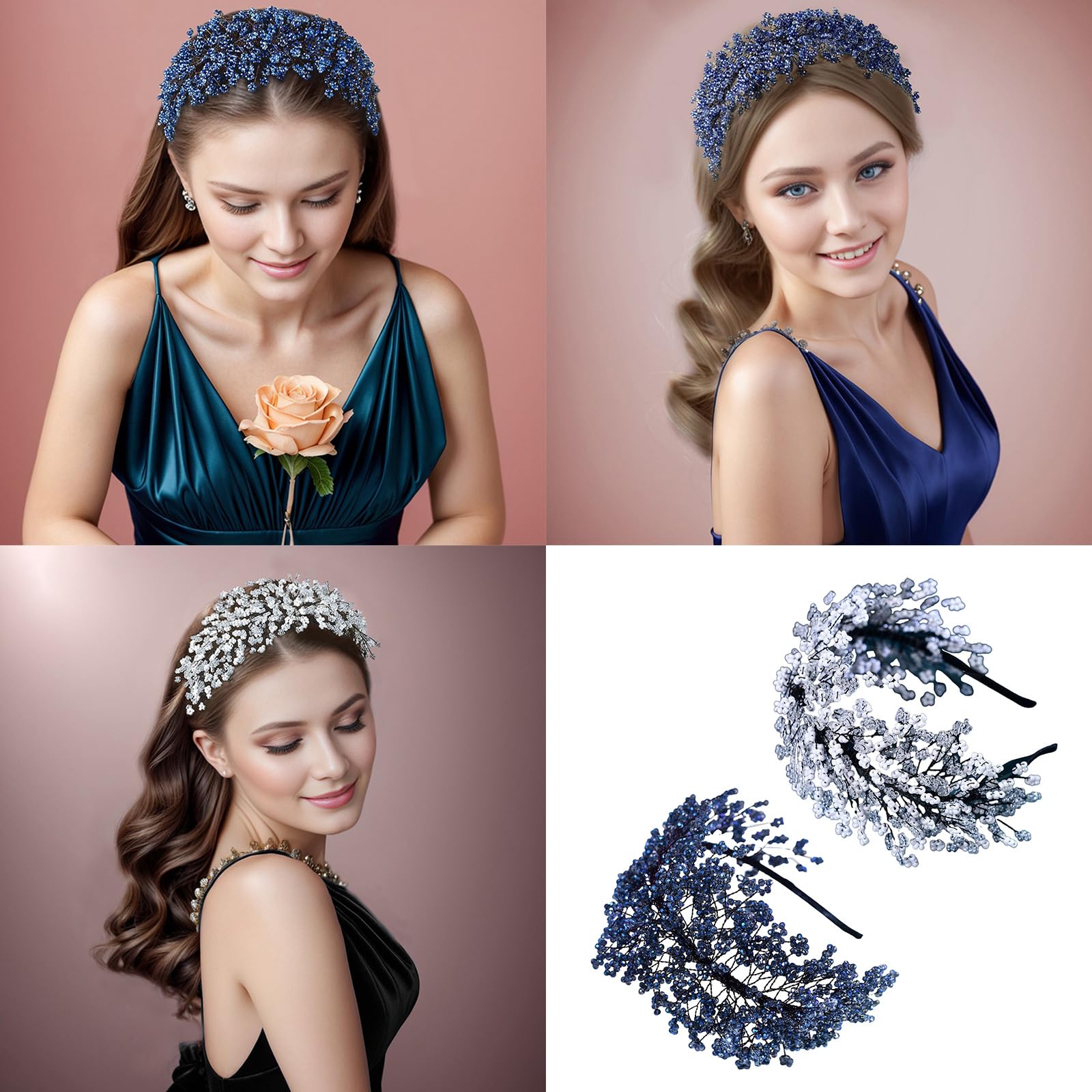 Lussuosa fascia per capelli in tessuto di cristallo per donne, estetica, per matrimoni, eventi formali, feste serali, decorazioni per capelli per feste