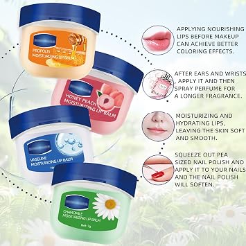 Lip Balm Set, 4PCS Moisturizing Lip Care Multipack Gift Set, Non-sticky Hydrating Moisturizer Lip Treatment for Cracked Dry Lips, Lip Repair for Women Girls