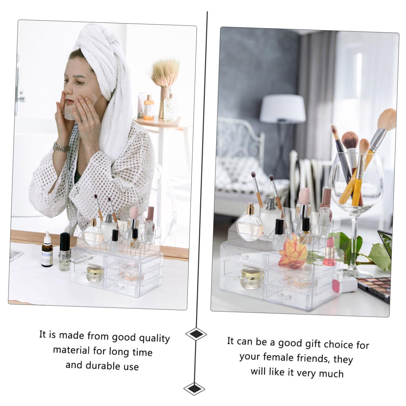 Organisateur de Maquillage à Tiroirs en Acrylique pour Bureau