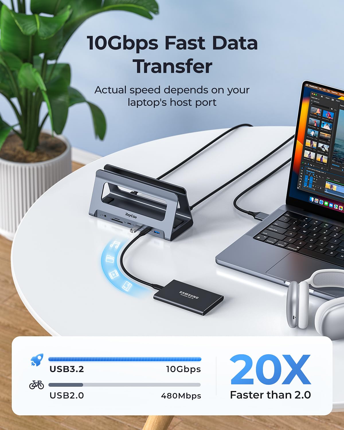 RayCue USB-C ドッキングステーション - デュアルモニター Amazon.com: RayCue USB-C Docking Station for MacBook Pro/Air, Dual
