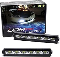 Vista 10 de iJDMTOY Barra de luz diurna LED de alta potencia (DRL) con lentes amarillas, ajuste universal, 7 pulgadas, 3000 K, con soportes, cableados