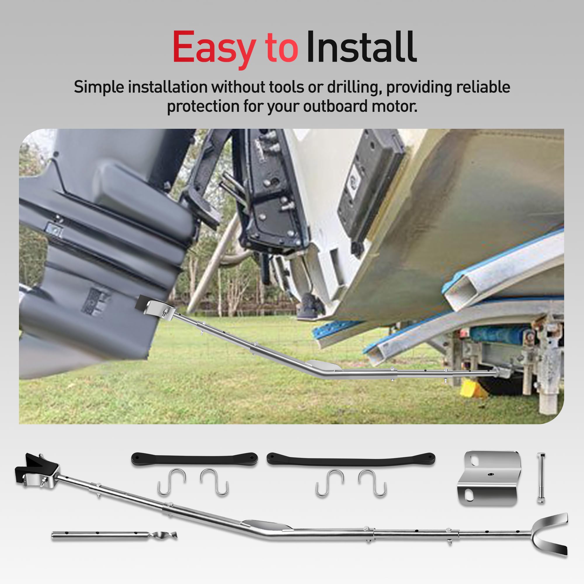 JY PERFORMANCE Universal Transom Saver, Adjustable Boat Transom Saver for Outboards Motor Up to 150 HP, Heavy-Duty Transom Saver Adjustable from 28
