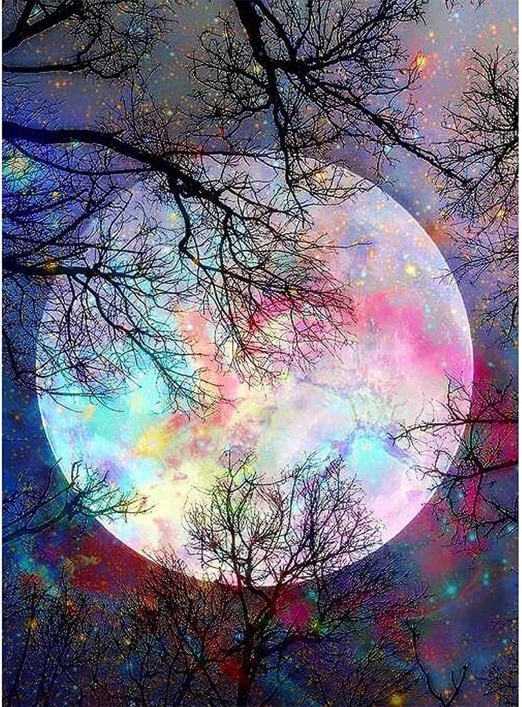 PRAMANTA Diamond Painting Kits, Including Resin Rhinestones, Diamond Sticky Pen and Glue Clay for Home Wall Décor - 30 * 40Cm (1Pcs) (Bright Moon)