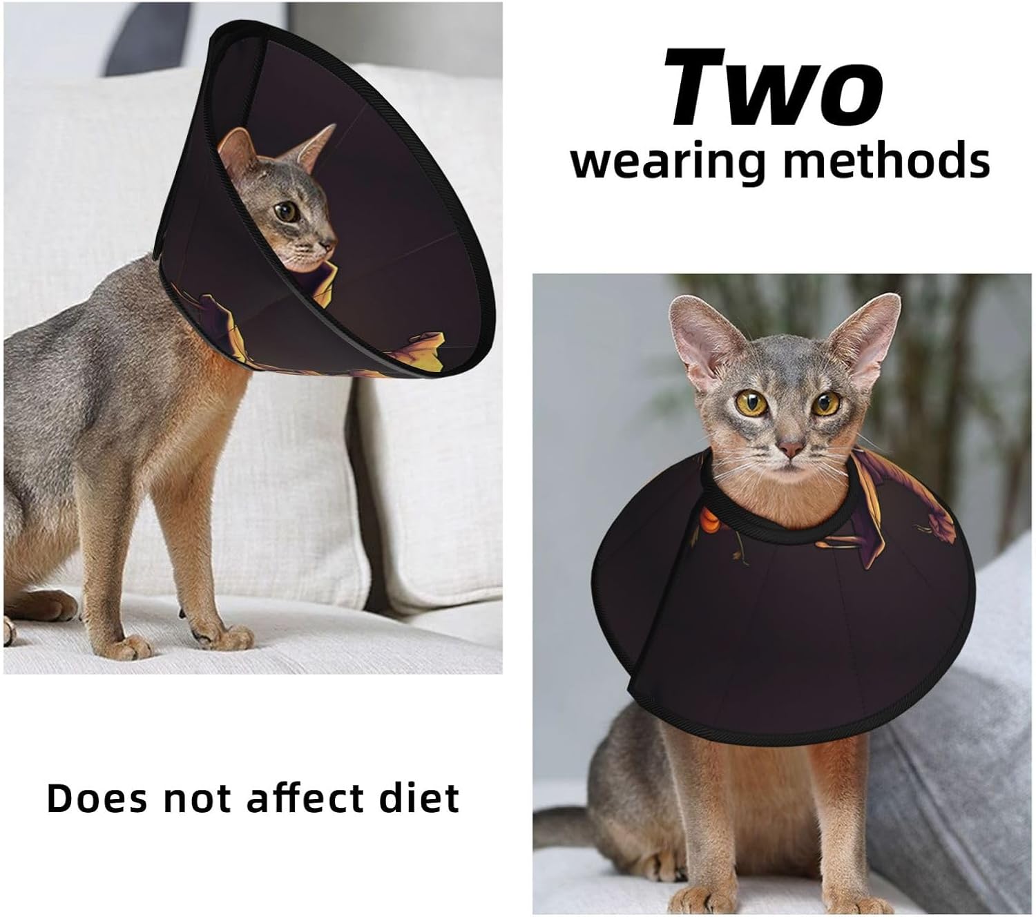 Halloween Cute Pumpkin Print Cat Cone Collar, Adjustable Elizabethan Collar, Soft Dog Recovery Collars, for Small Large Cats