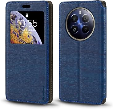 Shantime Window Leather Case for Realme 12 Pro+ 5G - Blue