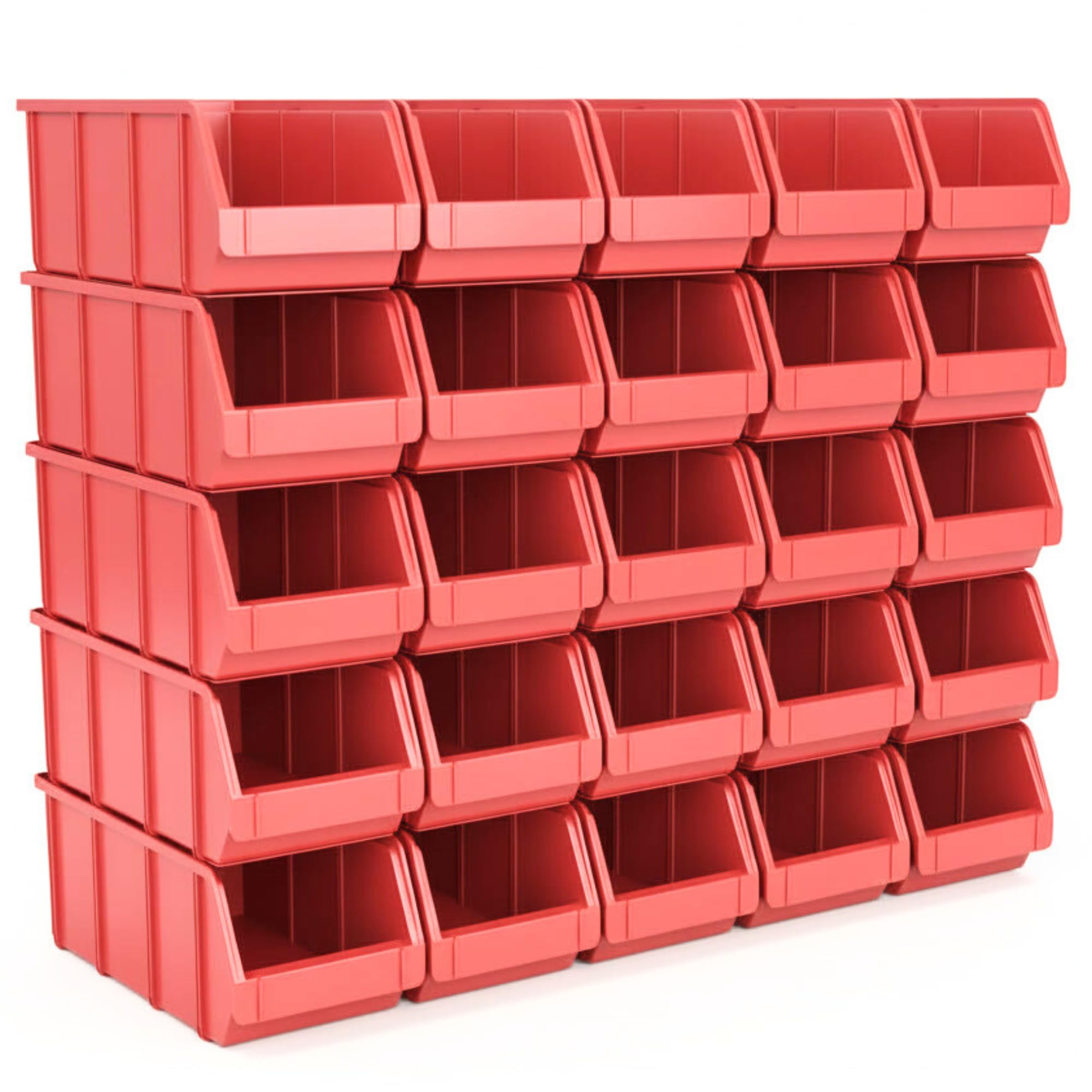 15 Stapelboxen Größe 4 Rot – Robuste Lagerboxen 335×209×152mm für Werkstatt, Schrauben & Kleinteile – Sichtlagerkästen stapelbar