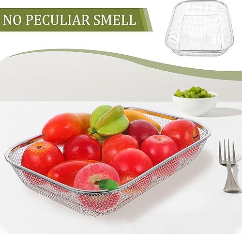 Miniatura 2 de Yardwe Cesta de colador de acero inoxidable, cesta de malla rectangular para frutas y verduras, herramienta de utensilios de cocina