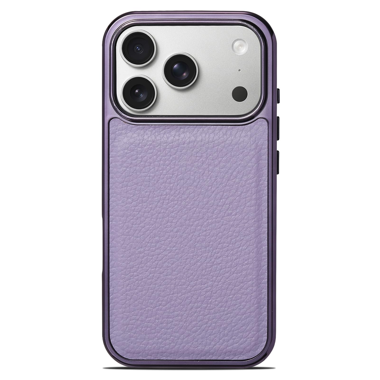 Coque iPhone 17 Pro Max antichoc avec texture Lycée et contours électroplaqués violet