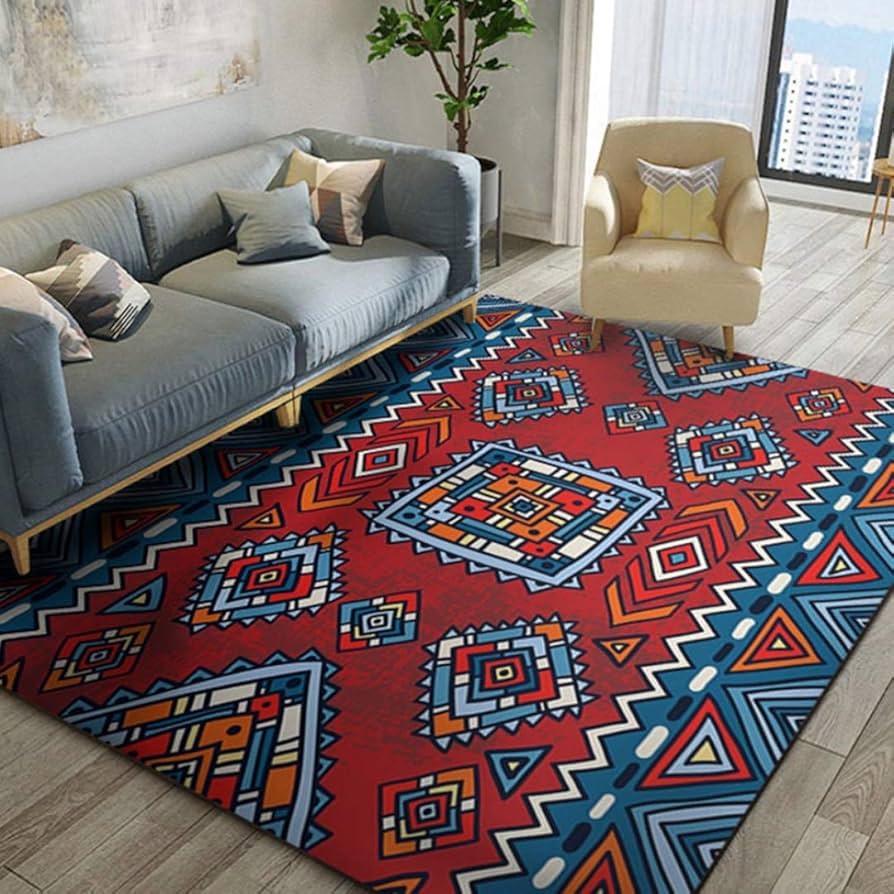 ペルシャ絨毯　ラグ 赤と青の模様 Amazon｜ペルシャ風 ラグ 赤 レッド ネイビー 180*280cm 青 紺 豪華