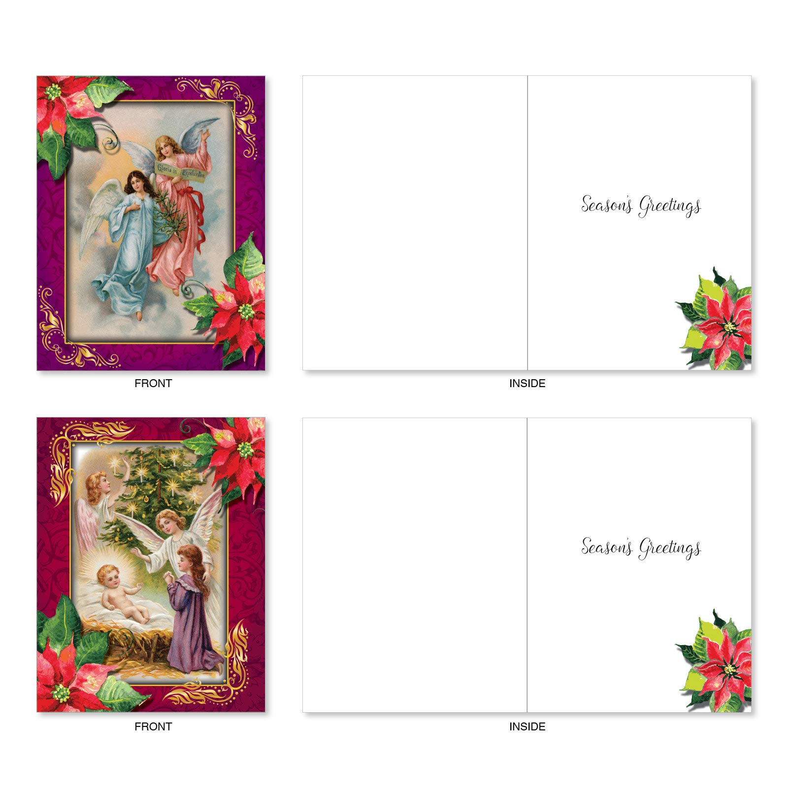 The Best Card Company AM1747SGG-B2x10 Weihnachtskarten mit Umschlägen, Weihnachtsengel – 20 sortierte Boxen mit Umschlägen, 10 x 13 cm
