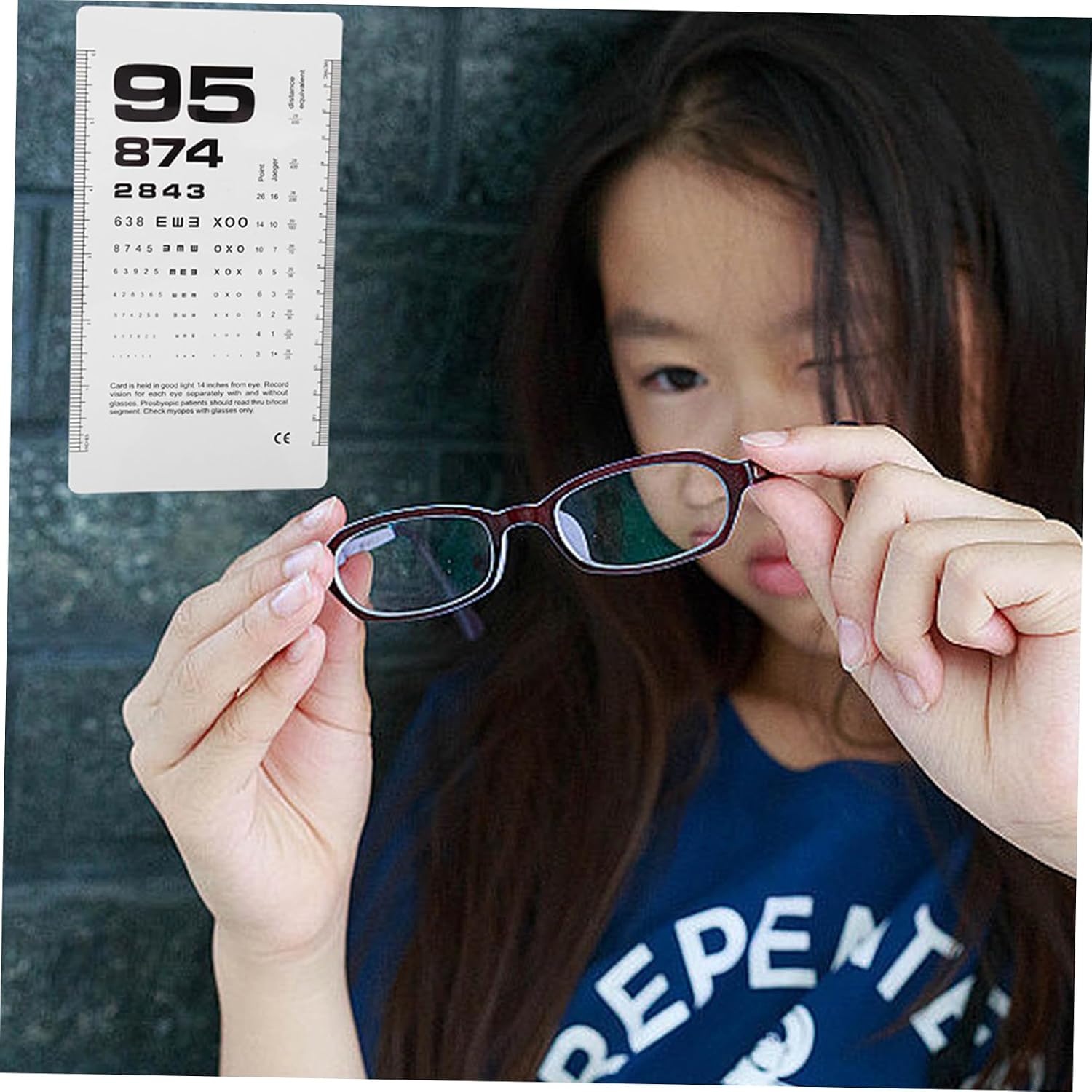 2pcs Double-Sided PVC Eye Testing Chart with Occluder and Pointer, Waterproof Plastic Visual Acuity Test Chart for Home, School, and Office Use