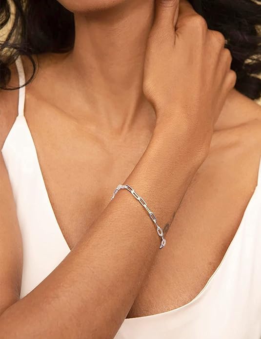 Pulsera de cadena paperclip de plata 925 para mujer y hombre miniatura 2