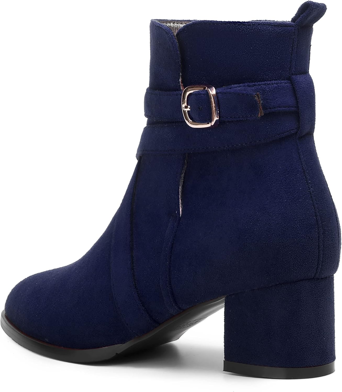 NUMALEO Womens Fashion Casual Ankle High Buckle Comfort Heeled Solid Round Toe Ankle Adjustable Strap Synthetic Ankle Boot - Image 7