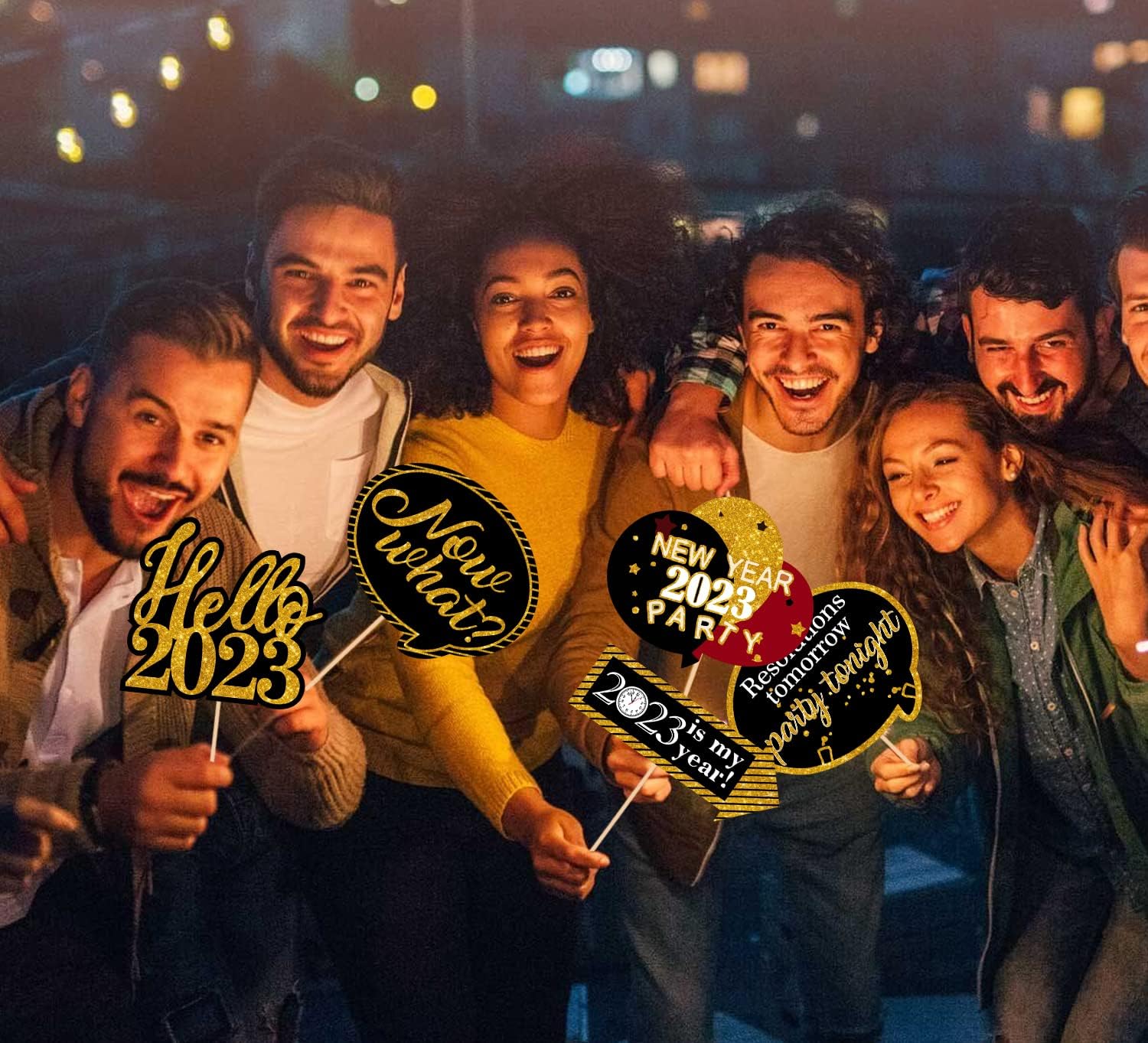 27 Pcs New Years Eve Photo Booth Props-2023 Photo Booth Props, New Years Eve Party Supplies 2023,Happy New Year Decorations 2023