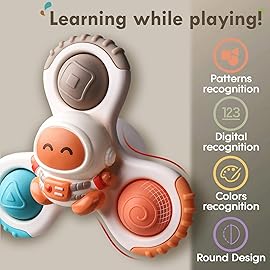 ALASOU 3PCS Pop Suction Cup Spinner Toys for 1 Year Old Boy Girl|Novelty Spinning Tops Toddler Stocking Stuffers|Baby Bath Toy for Kids Ages 1-3|1 Year Old Boy Christmas Birthday Gift for Infant