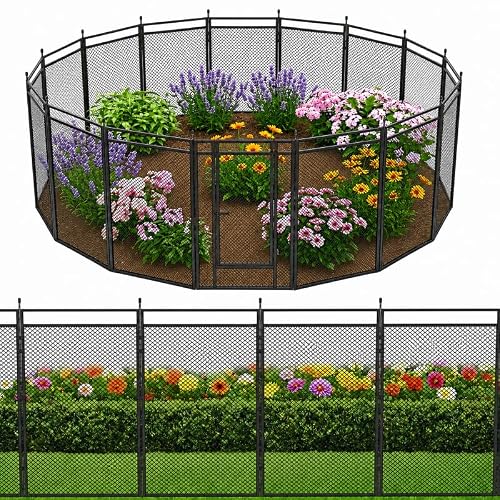 Garden Fence Animal Barrier, 32inch 16 Panels Rustproof Metal Fence Panels for Yard, Gapless Mesh Decorative Garden Fencing Border, Temporary Dog Fence Outdoor for Yard, Patio Flower Bed Edging