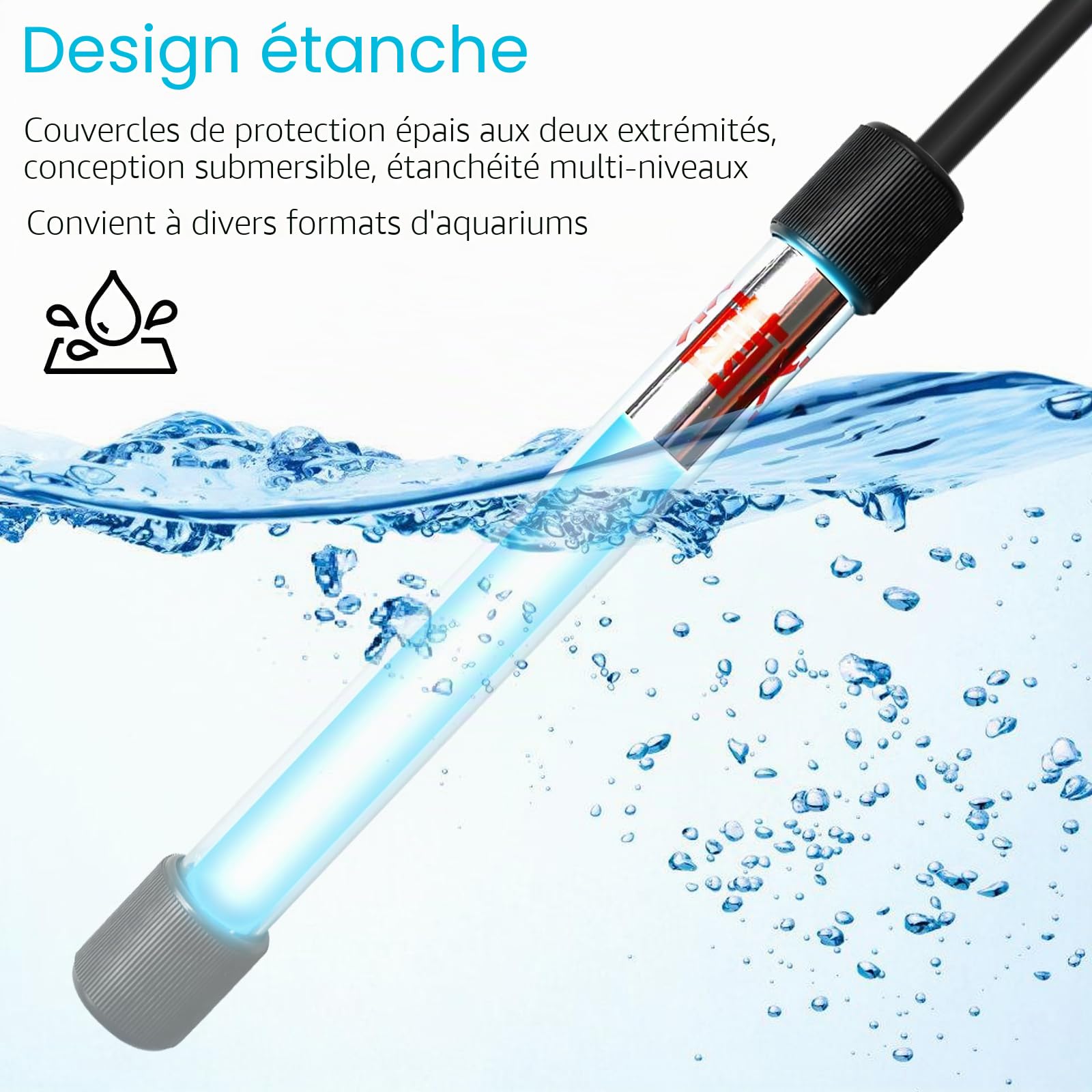 Lampe stérilisateur UV pour aquarium avec minuterie 13W : aquariums lumière UV clarificateur d'eau contre les algues et les bactéries, lumière UV pour piscines filtrantes, étang, piscine, aquariums