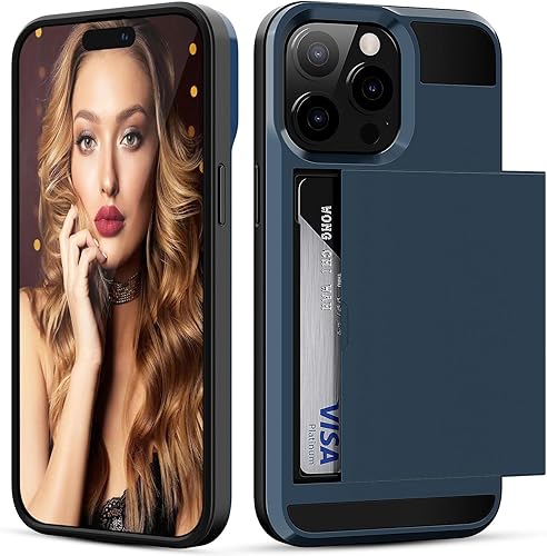 Funda protectora para iPhone 15 Plus con tarjetero y cartera protectora para mujeres y hombres, resistente, a prueba de golpes, antiarañazos, ranura