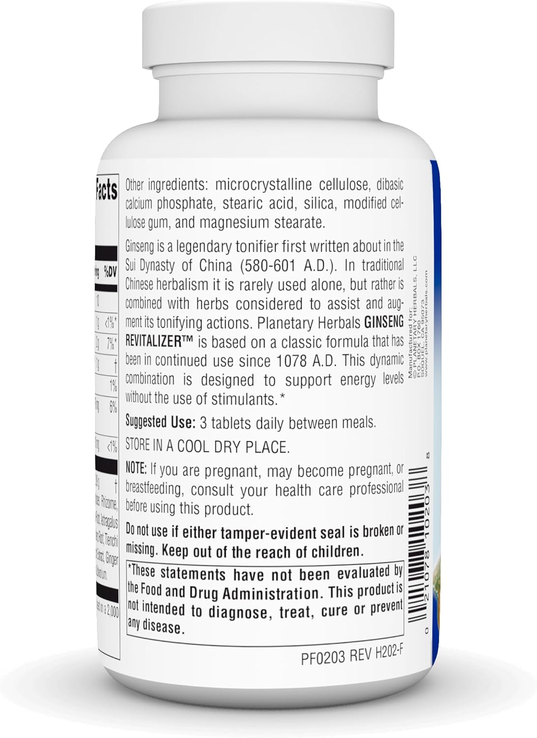 Planetary Herbals Ginseng Revitalizer, 964 mg, Tablets, 180 Tablets