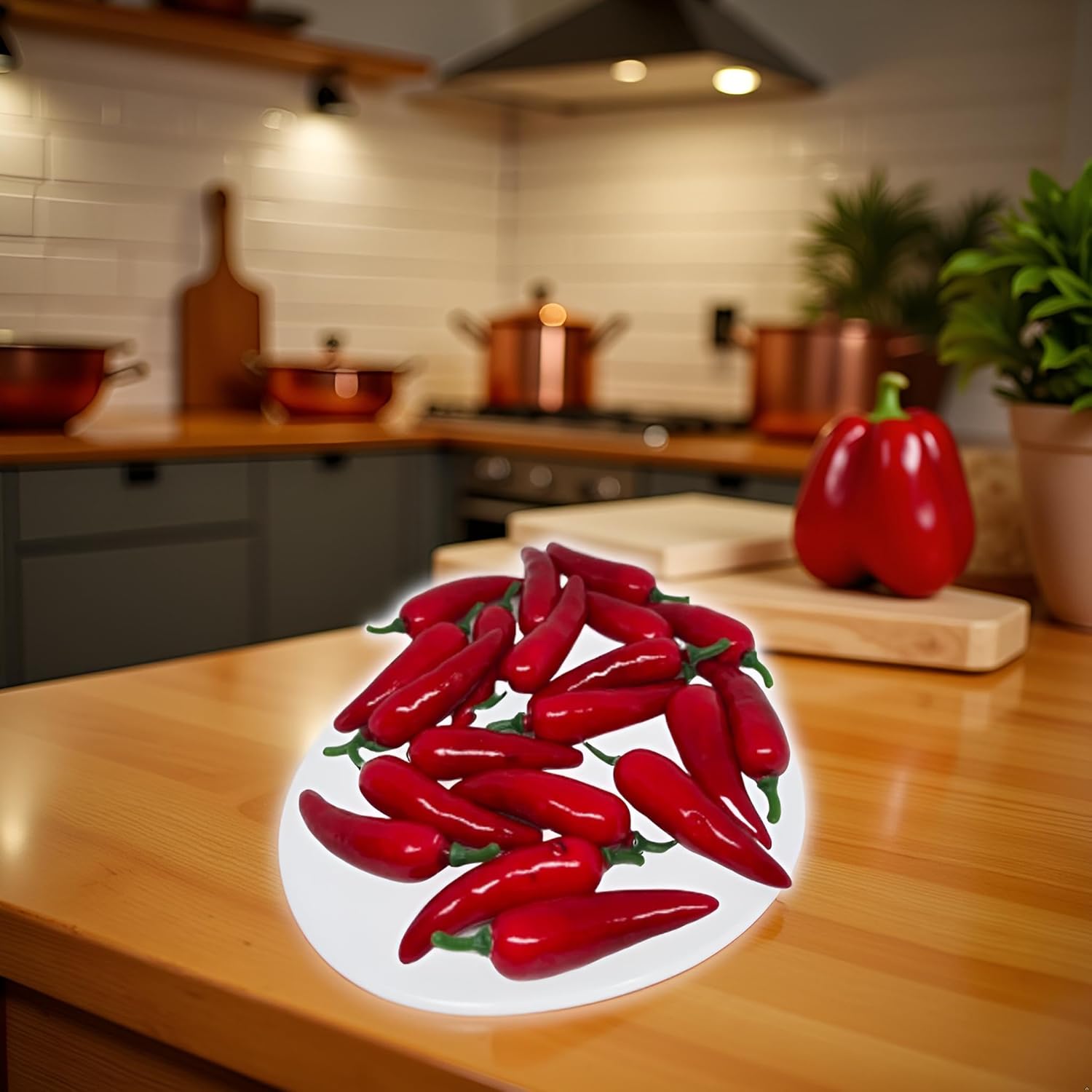 20 Pcs Realistic Fake Hot Chili Peppers Photography Props,Plastic Fake Vegetable for Photographic Props Kitchen Table Decoration and Cabinet Ornamentation Artificial Fruits - Image 3