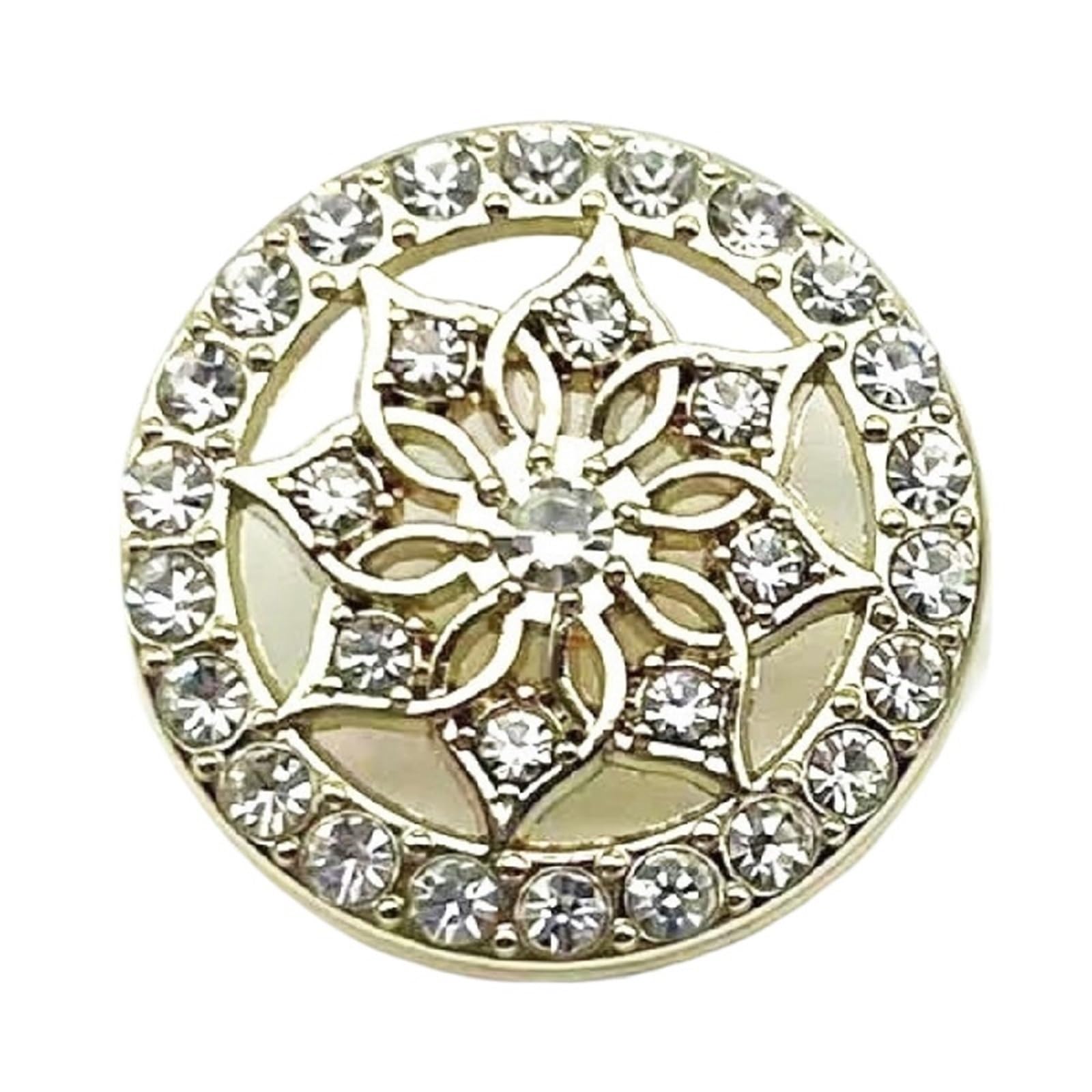 10 botones de metal con incrustaciones de diamante para costura, álbumes de recortes, manualidades, suéter, botón decorativo de 20 mm (dorado)