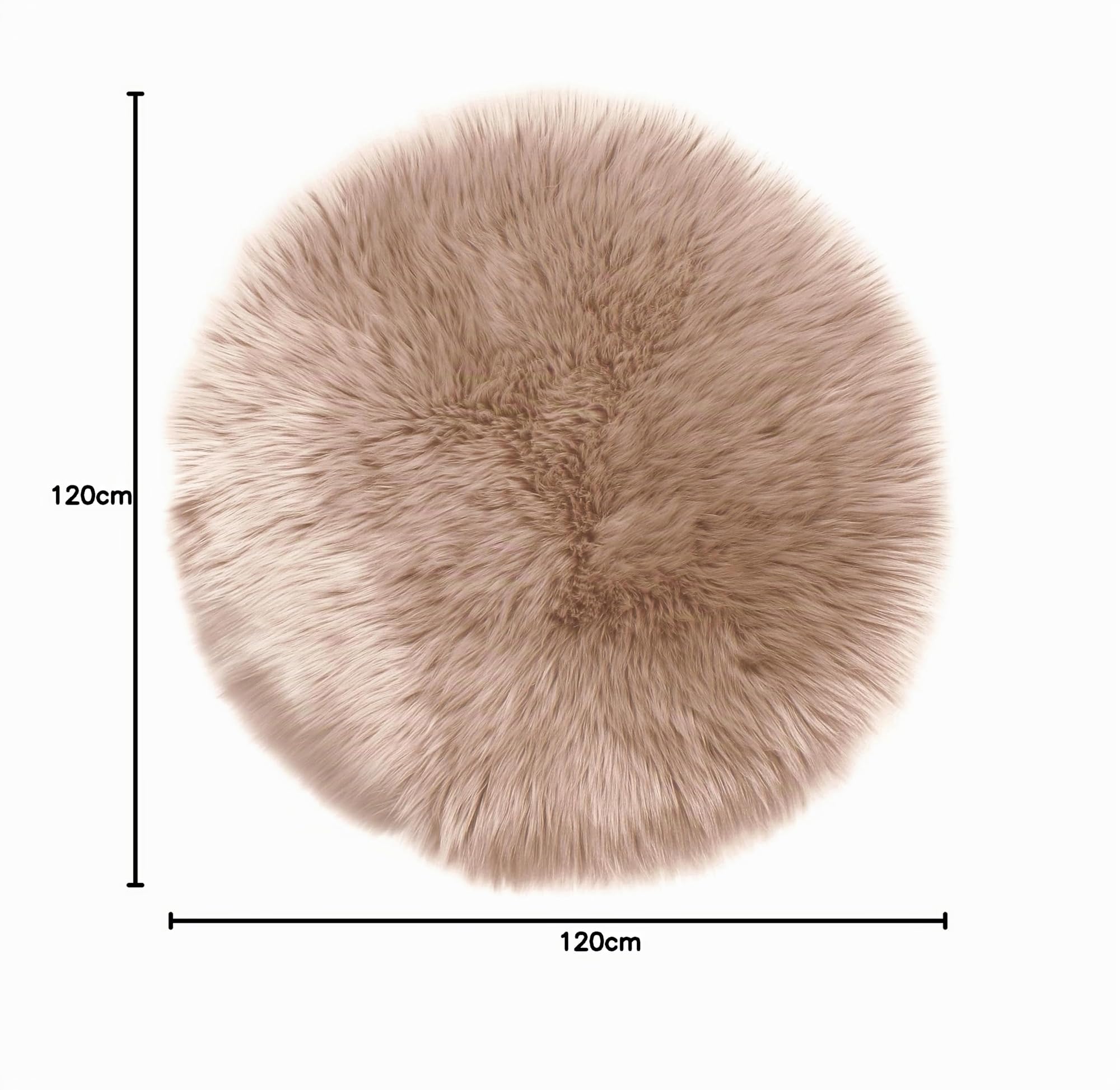 Tappeto in Pelle D'agnello, Imitazione Della Pelliccia - Soggiorno Camera Da Letto - Tappeto Da Letto Lavabile, Cuscino Di Seduta, Pelliccia Per Sedia, Divano - Beige - 120 cm Rotondo