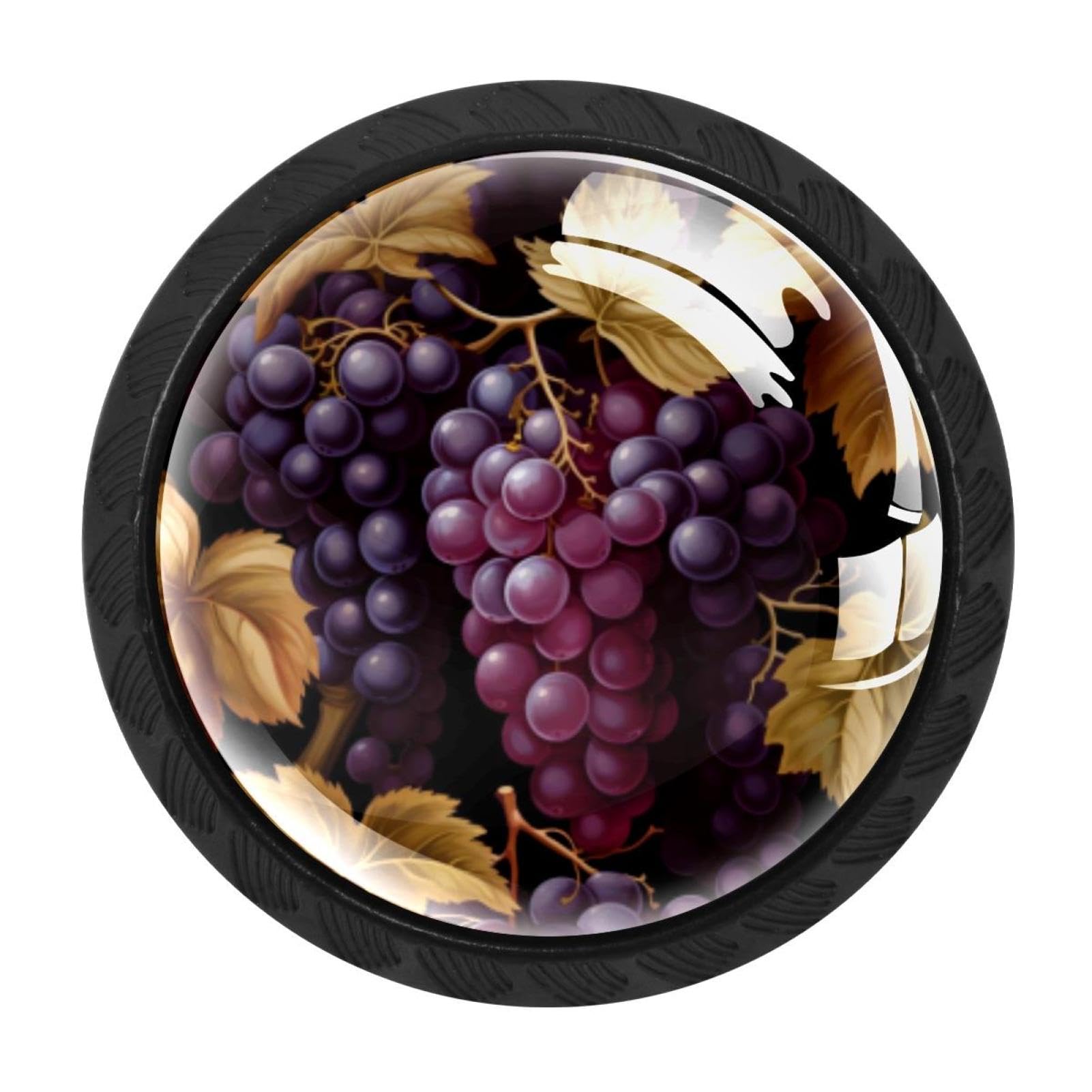 CHENZZZZ 4 Pieces Thanksgiving Grape Kitchen Cabinet Knobs Drawer Knobs Dresser Knobs Black Knobs Drawer Pulls Dresser Drawer Handles Knobs for Dresser Drawers