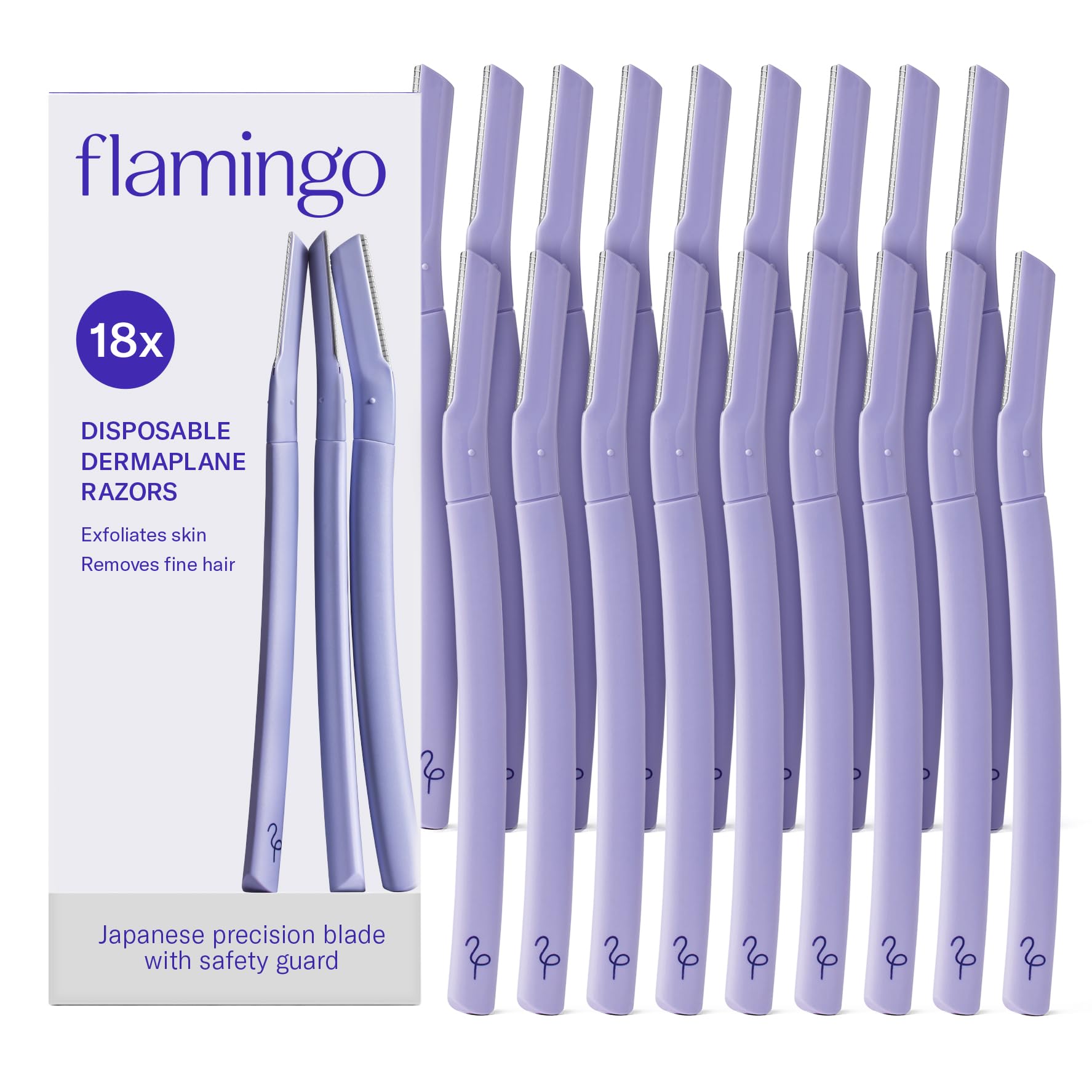 Flamingo Disposable Dermaplane Face Razors - 18 Count (3 Count, Pack of 6)